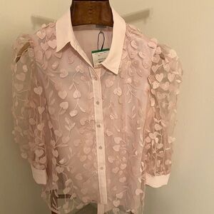 Anne Klein Pink Heart Embellished Blouse